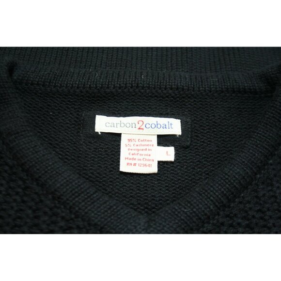 Carbon2Cobalt Mens Serendipity Large Black V‑Neck Cashmere Blend Sweater Capsule - Picture 2 of 5